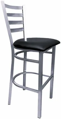 product of Atlanta Booth & Chair M105BS Metal Outdoor Bar Stool, Silver Frame, ABC Vinyl Ladder Back