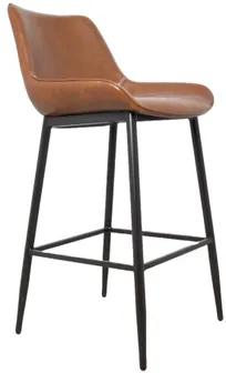 product of Atlanta Booth & Chair M627BS Upholstered Barstool with Metal Frame, Armless, White Stitches