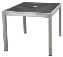 product of Atlanta Booth & Chair ODT3030-GREY 30x30 Square Outdoor Table, Aluminum Silver Frame, Faux Teak Grey Slats, 30H
