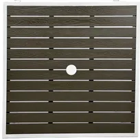 product of Atlanta Booth & Chair ODT3636-GREY 36x36 Square Outdoor Table, 30H, Aluminum Silver Frame, Faux Teak Grey Slats