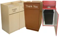 product of Atlanta Booth & Chair R100M Melamine Trash Receptacle, 56-Gallon Oak Finish, Lid, Message