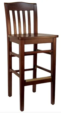 product of Atlanta Booth & Chair W104BS Wood Bar Stool, Bulldog Back, European Beech Wood Seat & Frame, Footrest, Upholstery to Specify