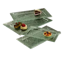 product of American Metalcraft BG159 Glacier Rectangular Glass Platter, 15x9, Green Bubble Glass