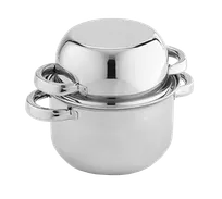 product of American Metalcraft SSMS9 64 oz. Stainless Steel Mussel Server with Cover, 9"L x 7"W x 6-3/4"H