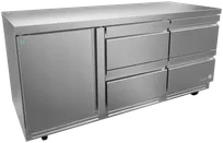 product of Asber AUTR 72 D4 P 72" 4-Drawer Undercounter Refrigerator, Stainless, Front Breathing, 25.4 cu. ft.