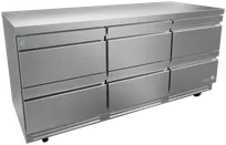 product of Asber AUTR 72 D6 P 72" 6-Drawer Undercounter Refrigerator, Stainless, Front Breathing, 25.4 cu. ft.