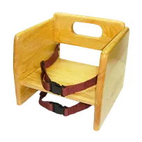 product of Thunder Group WDTHBS018A Wood Booster Seat, 11-4/5"W x 11-4/5"D x 10-5/8"H, Flippable Seat Height, Dual Safety Harness Straps, Wide Stance, Stackable Design, Natural Finish, Knockdown Assembly, ASTM Certified