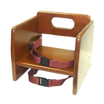 product of Thunder Group WDTHBS019A Wood Booster Seat, 11-4/5"W x 11-4/5"D x 10-5/8"H, Flippable Height, Dual Safety Harness, Wide Stance, Stackable, Walnut Finish, KD, ASTM Compliant