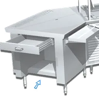 product of La Rosa Refrigeration L-90185-B Stainless Steel Cash Register Stand, 34" Height, 37"-42" Width, "L" Shaped