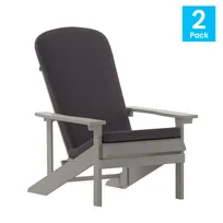 product of Flash Furniture 2-JJ-C14501-CSNGY-LTG-GG Charlestown Adirondack Chair, All-Weather Poly Resin Wood, Gray with Gray Cushions, Set