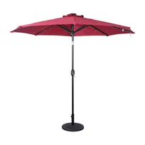 product of Flash Furniture GM-WL-U22002B-RED-GG 9 ft Round Commercial Patio Umbrella with 32 Solar LED Lights, Red