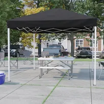 product of Flash Furniture JJ-GZ1010-BK-GG 10'x10' Pop-up Canopy Tent, Water & UV Resistant, Black, Powder Coated Legs