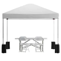 product of Flash Furniture JJ-GZ10PKG183Z-4LEL3-WHWH-GG 10'x10' Pop-up Canopy Set with 6' Folding Table and 4 White Chairs