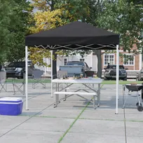 product of Flash Furniture JJ-GZ88-BK-GG 8'x8' Pop-up Canopy Tent, Black, Water & UV Resistant, Powder Coated