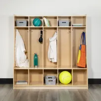 product of Flash Furniture MK-LCKR001-GG Hercules Wooden 5 Section School Coat Locker with Bench, 48H x 48L