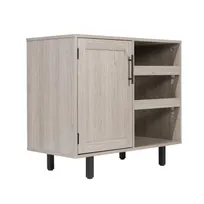 product of Flash Furniture NAN-F-HY-B23113-GRY-GG Elmont Classic Bar Cabinet, Gray, Shaker Style Single Door, Glass Storage