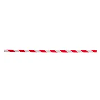 product of TableCraft Products 100125 Paper Straws, 7-3/4" 6mm, Red Striped, Individually Wrapped - 500/Pack