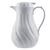 product of TableCraft 1001402 Coffee Decanter, 40 oz., White, Plastic, Triple-Wall Insulation, Thumb Press Swirl