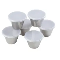 product of TableCraft Products 10773 - 5 oz Stainless Steel Ramekin with Clear Lid, Round, 5oz, Pack
