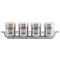 product of TableCraft Products 11055 - 4-Piece 6oz Stainless Steel Cheese & Spice Shakers, Chrome Rack, Set