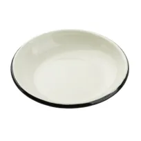 product of TableCraft Products 11153 - 12oz Round Coupe Plate, 7-3/8" Dia, Black/White Porcelain Enamel Steel