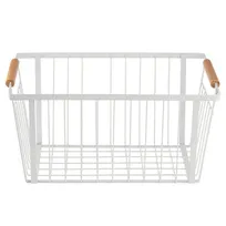 product of TableCraft Products 11786 - Steel Display Basket, 13-1/2" W x 9" D x 6-5/8" H, Wooden Handles - 1/Each