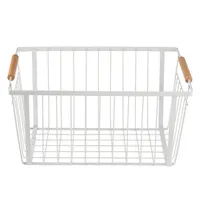 product of TableCraft Products 11787 Storage Basket, 14-1/2" W x 10-1/4" D x 7-1/4" H, Steel Handles, White