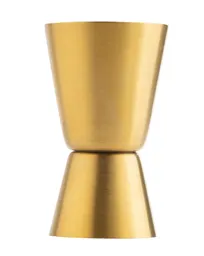product of TableCraft 11817 - 0.5 oz / 1 oz Gold 18/8 Stainless Steel Jigger, 1.5"W x 1.5"D x 2.625"H