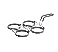 product of TableCraft 1240 Egg Ring - 4 Nonstick 4" Rings, 9-1/2" x 15-1/2" Nickel-Plated Frame, Black Handle