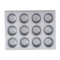 product of TableCraft 12472 Muffin Pan - 12-Cup, 13.75" x 10.5" x 1.375", Gray Aluminized Steel, Non-Stick