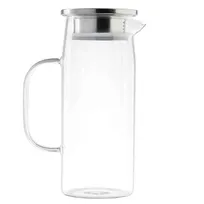 product of TableCraft Products 12901 - 34oz Glass Pitcher, 5-1/4" x 3-1/2" x 8-3/4", Stainless Steel Lid