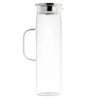 product of TableCraft Products 12902 - 50 oz Borosilicate Pitcher, 5-1/4"x3-1/2"x12-1/4", Stainless Steel Lid