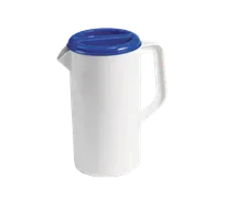 product of TableCraft 144W White 2-1/2 Qt Plastic Water Pitcher, BPA Free, 3-Way Sanitary Blue Lid, Handle