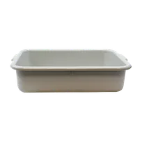 product of TableCraft Products 1529G Gray Bus Box, 21.5" x 15.75" x 5" Stackable Tote Box with Reinforced Handles, High-Density Polyethylene, Pebbled Finish, Dishwasher Safe, FDA/NSF, Made in USA