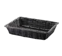 product of TableCraft Products 2488 Hand-Woven Rectangular Basket, 14" x 10" x 3", Black Polypropylene Cord