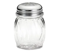 product of TableCraft 260 Cheese Shaker, 6 oz. Glass Jar, Chrome Perforated Top, Metal Lid, Dishwasher Safe