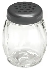 product of TableCraft 260BK - Perforated Cheese Shaker, Swirl Design, Black Top, Clear Glass