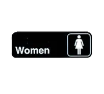product of TableCraft Products 394516 Compliance Sign, 3" x 9", Women, White on Black, Plastic, Dishwasher Safe