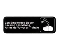product of TableCraft Products 394545 Hand-Wash Sign - 3" x 9", White on Black, Spanish Text, Plastic