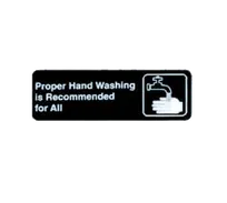 product of TableCraft Products 394550 Hand Washing Sign, 3" x 9", White on Black, Plastic, Pressure Sensitive Backing