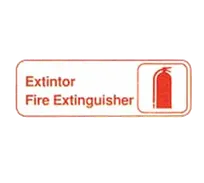 product of TableCraft Products 394582 Fire Safety Sign, 3" x 9", Red on White, Plastic, Spanish/English - Each