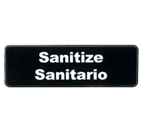 product of TableCraft Products 394595 Sanitize Sign, 3" x 9", Plastic, Dishwasher Safe, Spanish/English
