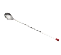 product of TableCraft Products 502K Bar Spoon, 12" Long Stainless Steel, Red Knob Handle, Dishwasher Safe