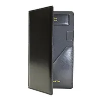 product of TableCraft 59BK - 5-1/4" x 9" Black & Gold Check Holder, 14-Point Vinyl, Double-Fold, “Thank You”