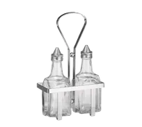 product of TableCraft Products 600N Oil & Vinegar Cruet Set, Two 6 oz Glass Bottles, Steel Tops, Chrome Rack
