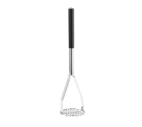 product of TableCraft 7319 Potato Masher - 19-3/4" O.A., 4-1/2" Round Face, Chrome Plated, Black Textured Handle