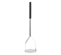 product of TableCraft Products 7324 Potato Masher 24" O.A., 6" Round Face, Chrome Plated, Black Handle
