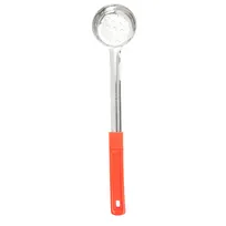 product of TableCraft Products 7702 Portion Control Spoon, 2 oz, Perforated Stainless Steel with Red Handle
