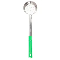product of TableCraft Products 7704 - 4oz Perforated Portion Control Spoon, Stainless Steel, Green Handle
