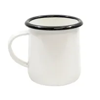 product of TableCraft Products 80009 Mug, 12 oz White with Black Rim, Enamel Coated Steel, Dishwasher Safe